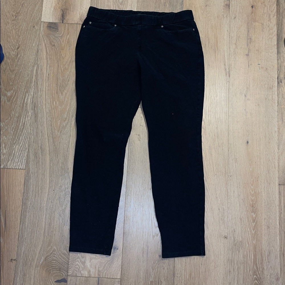 Eileen Fisher Pull-On Pants Corduroy Black Jeans Size Large